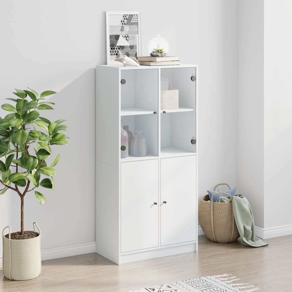 vidaXL Armário alto c/ portas 68x37x142 cm derivados de madeira branco