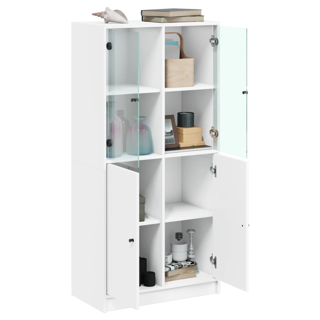 vidaXL Armário alto c/ portas 68x37x142 cm derivados de madeira branco