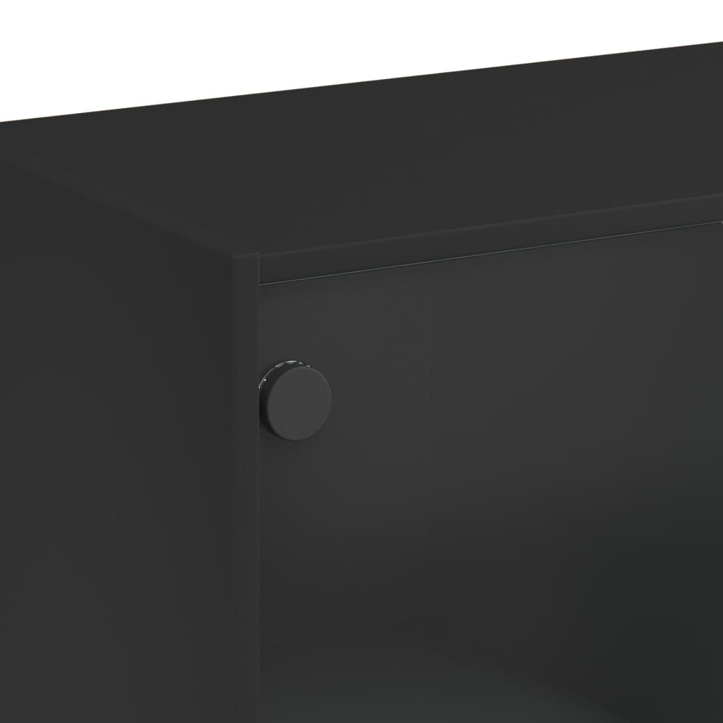 vidaXL Armário alto c/ portas 68x37x142 cm derivados de madeira preto