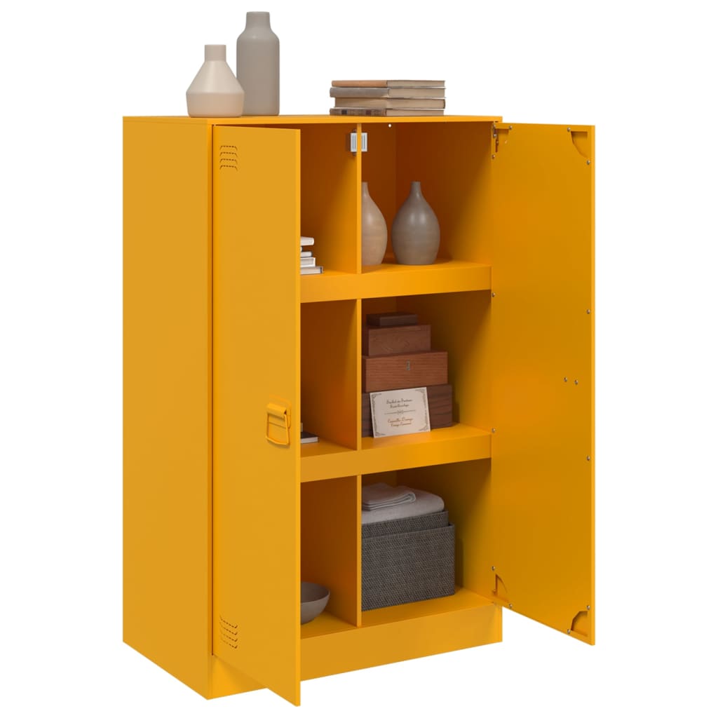 vidaXL Aparador 67x39x107 cm aço amarelo mostarda