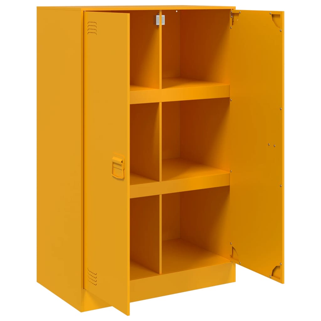 vidaXL Aparador 67x39x107 cm aço amarelo mostarda