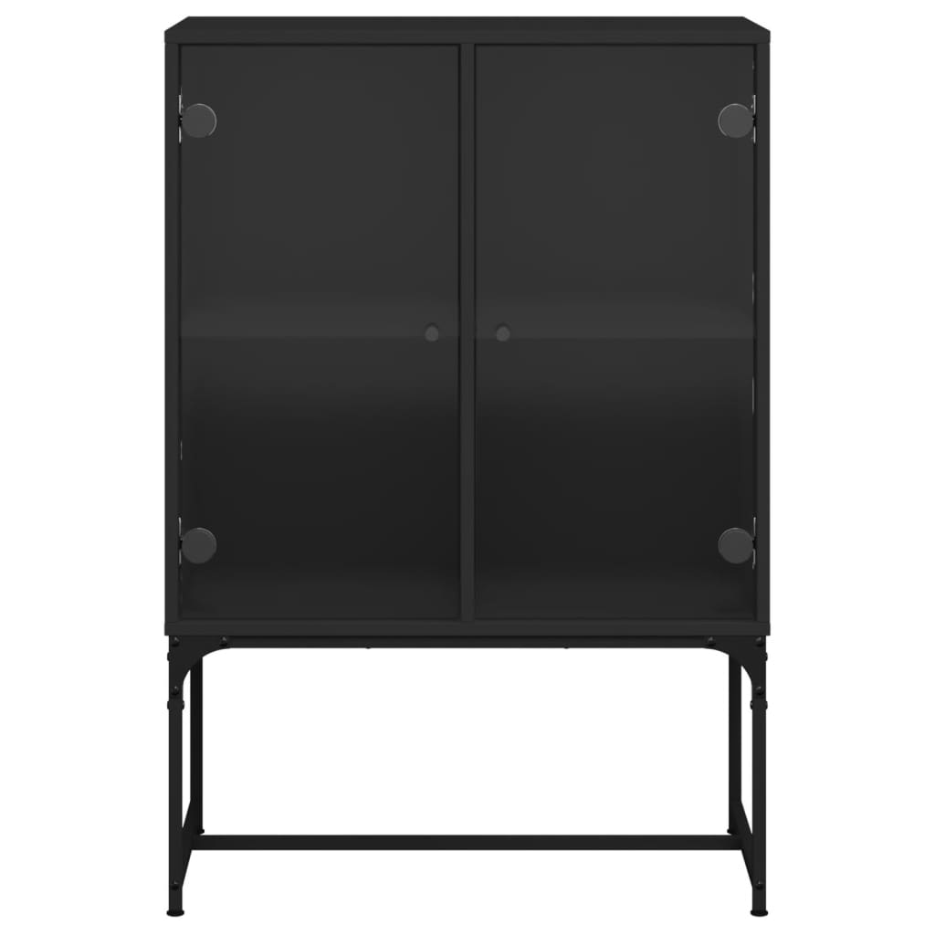 vidaXL Armário de apoio c/ portas de vidro 69x37x100 cm preto