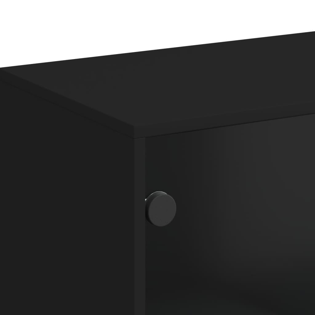 vidaXL Armário de apoio c/ portas de vidro 69x37x100 cm preto