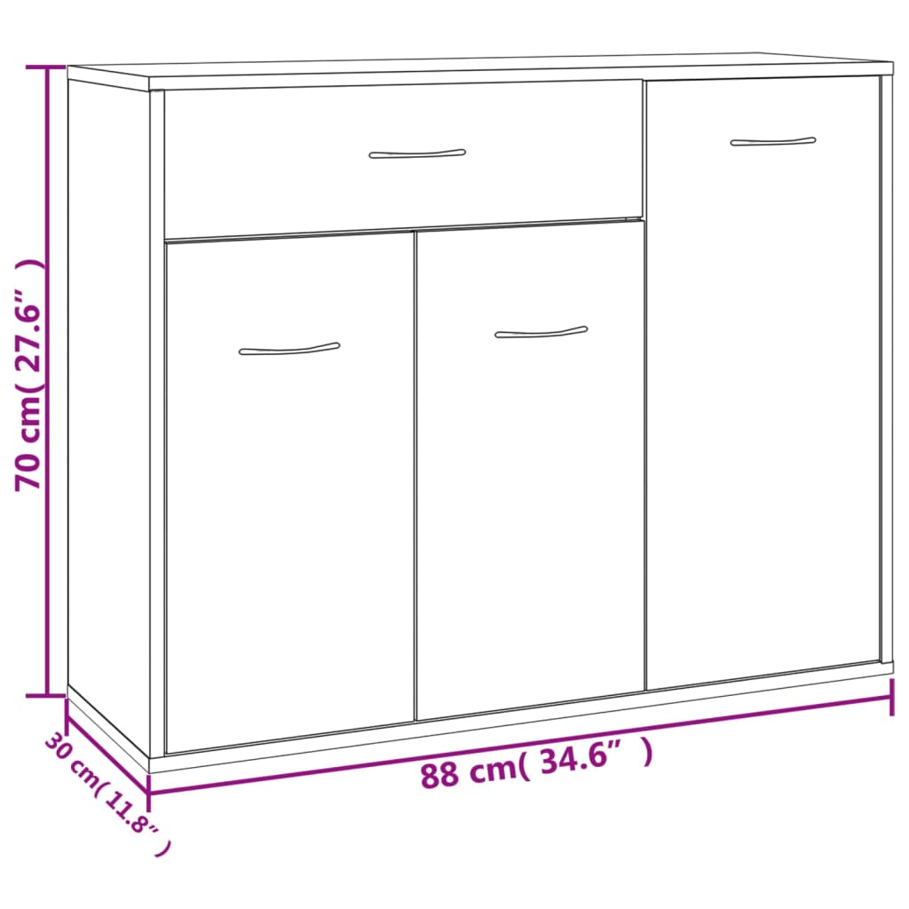 vidaXL Aparador 88x30x70 cm contraplacado cinzento cimento