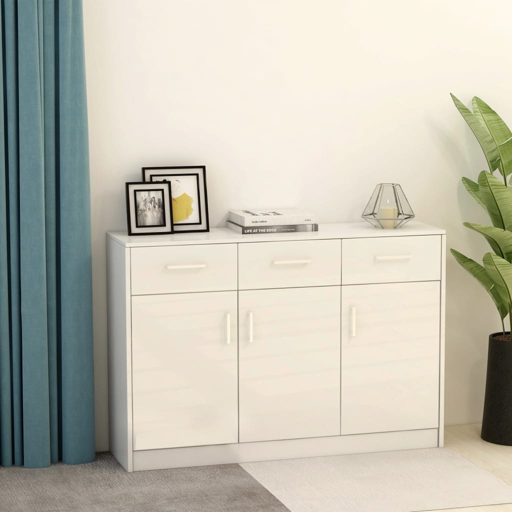 vidaXL Aparador 110x30x75 cm contraplacado branco