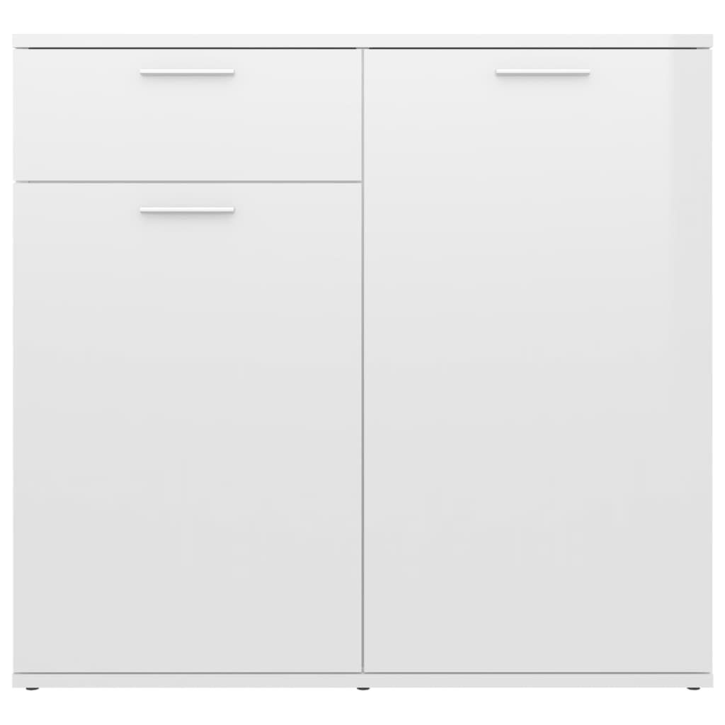 vidaXL Aparador 80x36x75 cm contraplacado branco brilhante