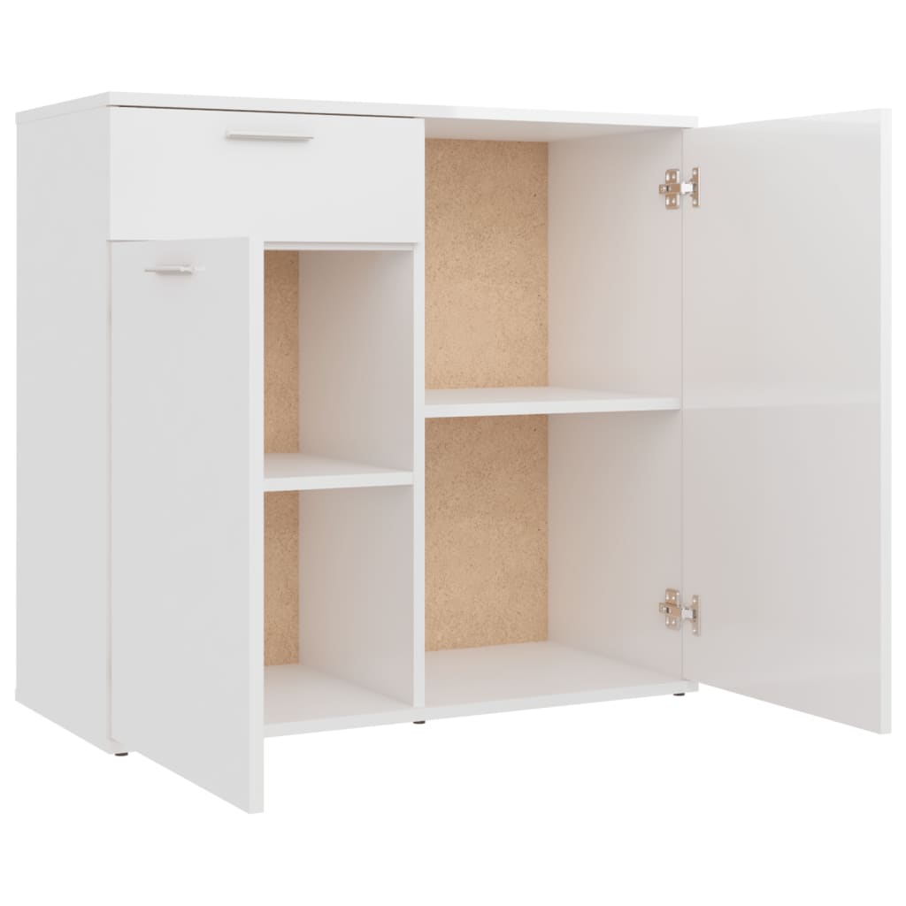 vidaXL Aparador 80x36x75 cm contraplacado branco brilhante