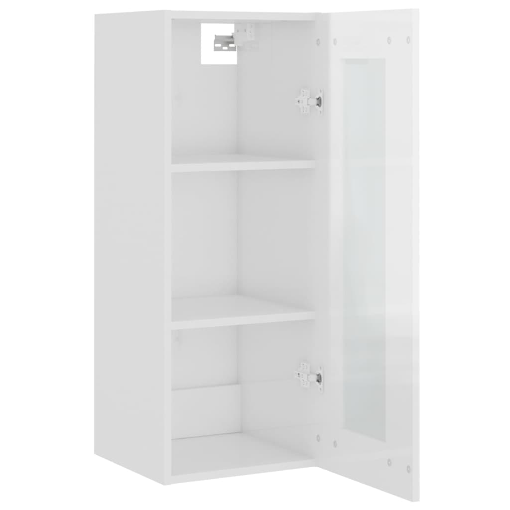 vidaXL Armário de parede suspenso 34,5x34x90 cm branco brilhante