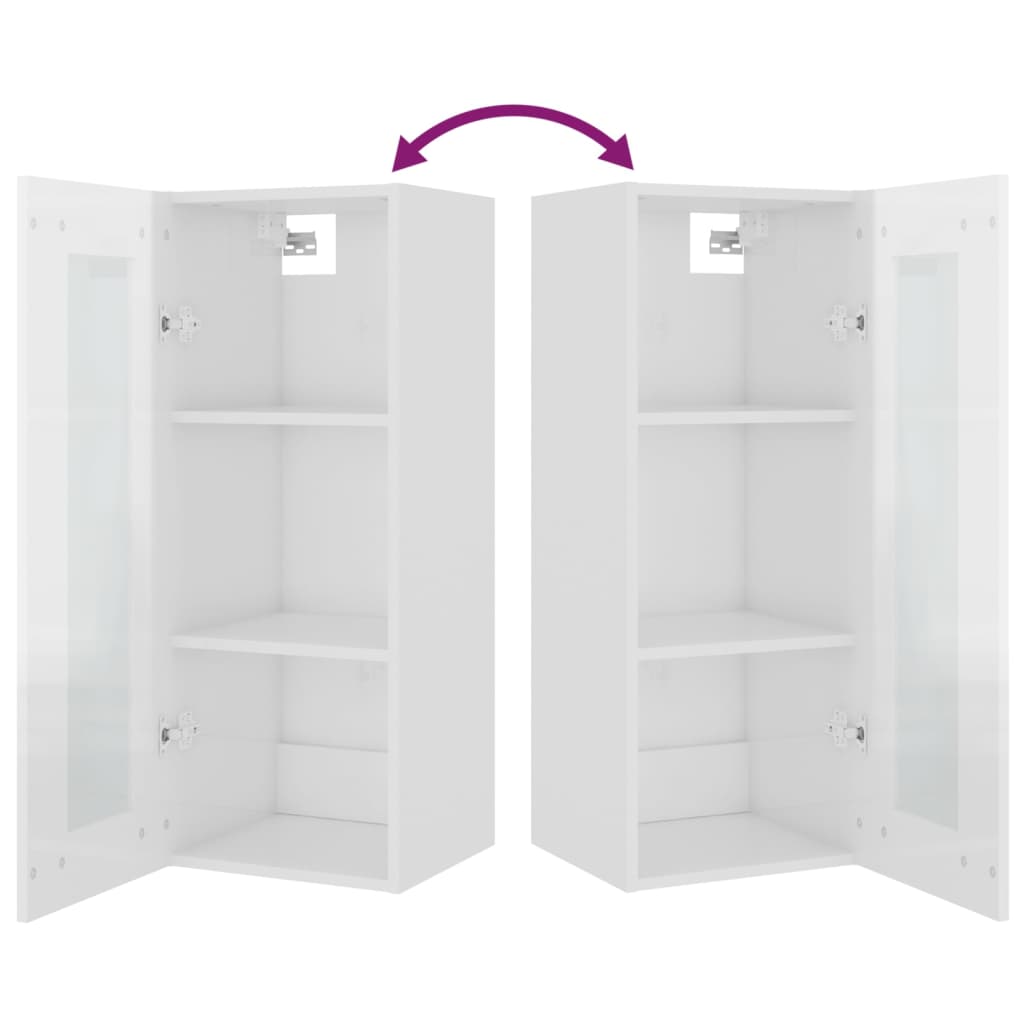 vidaXL Armário de parede suspenso 34,5x34x90 cm branco brilhante