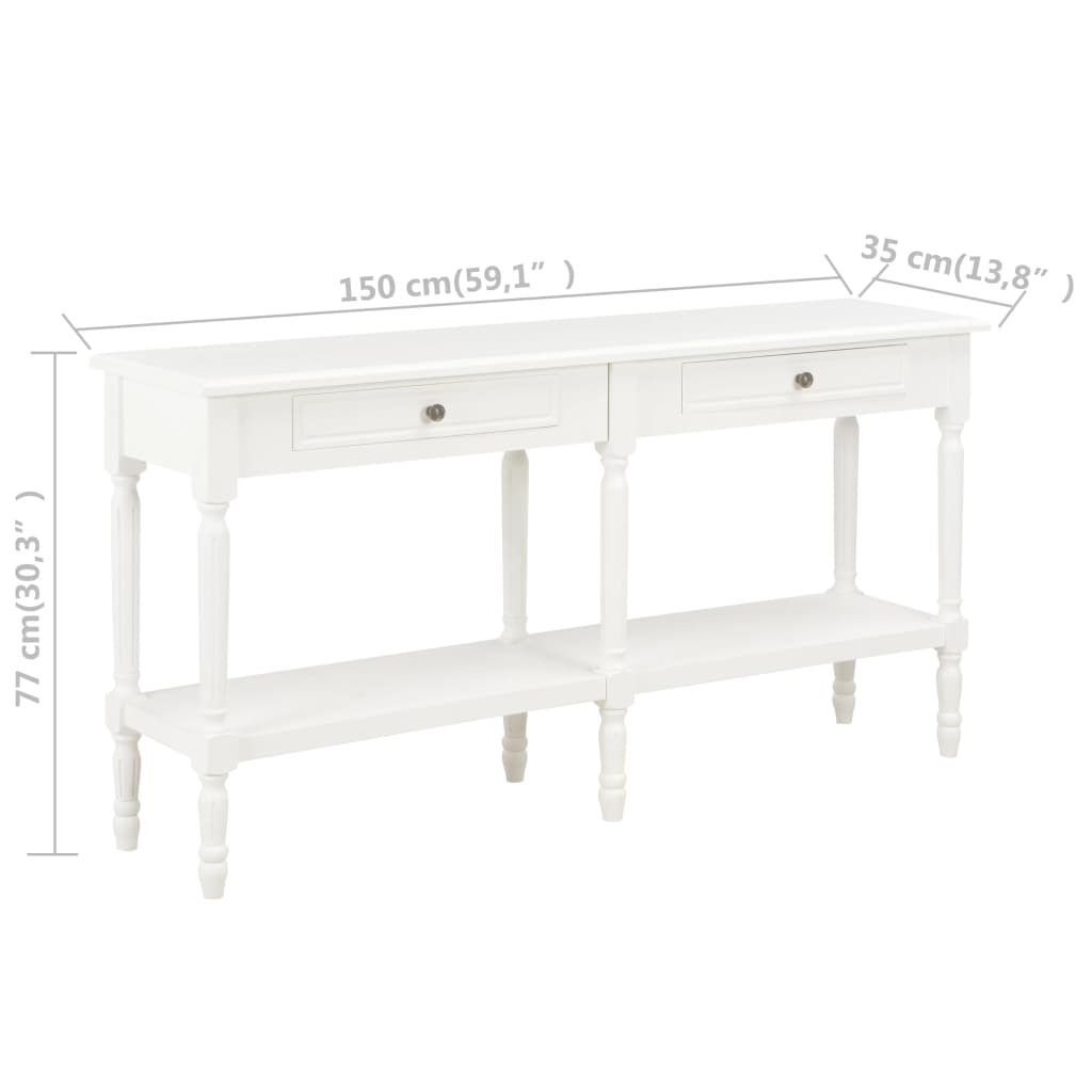 vidaXL Aparador 150x35x77 cm madeira maciça branco