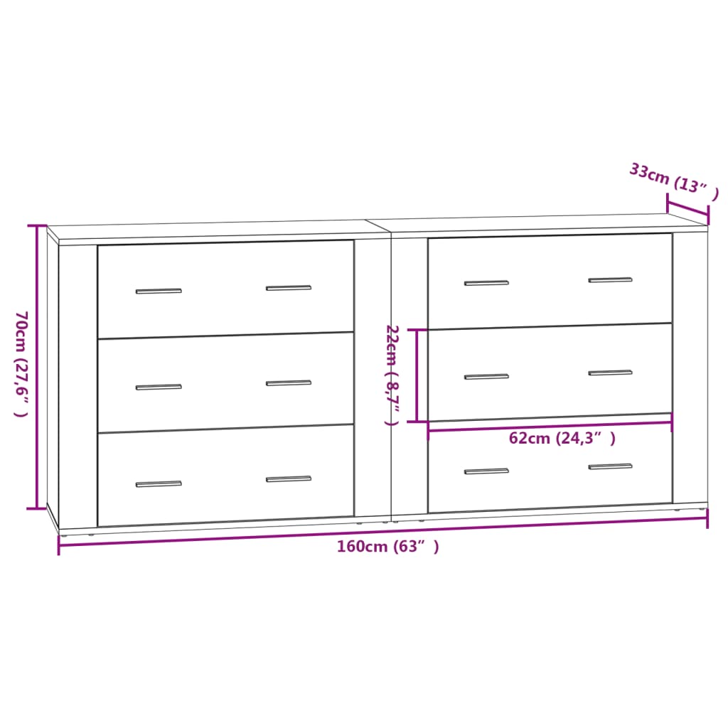 vidaXL Aparadores 2 pcs derivados de madeira branco brilhante