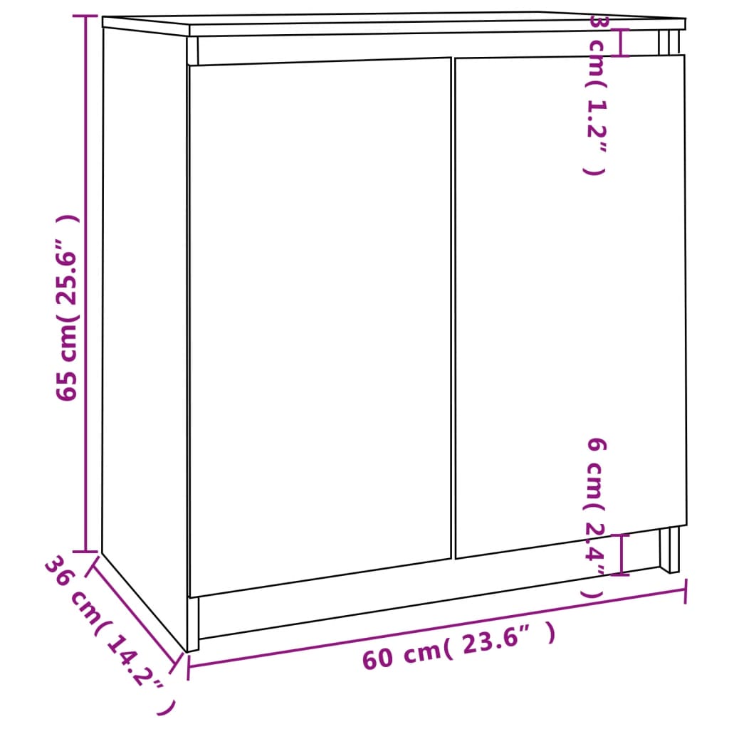 vidaXL Armário de apoio 60x36x65 cm pinho maciço branco