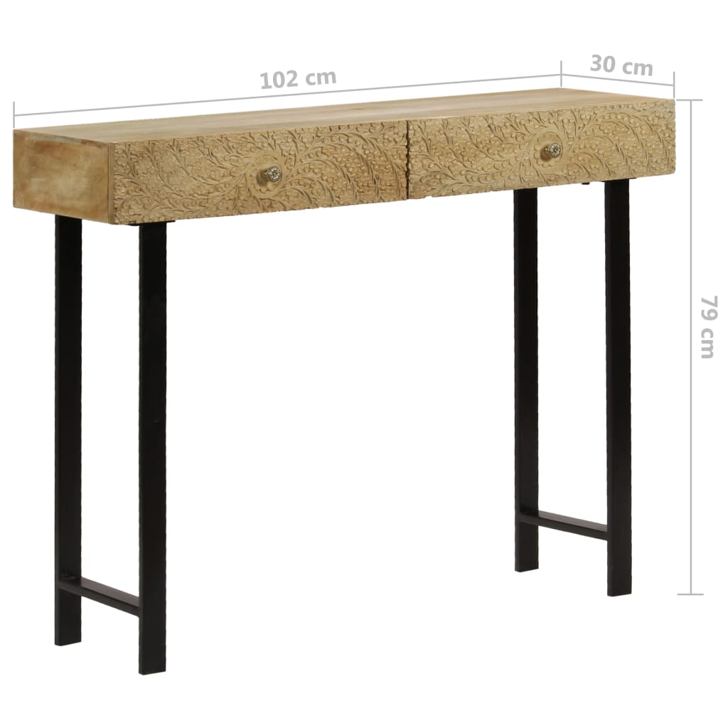 vidaXL Mesa consola madeira de mangueira maciça 102x30x79 cm