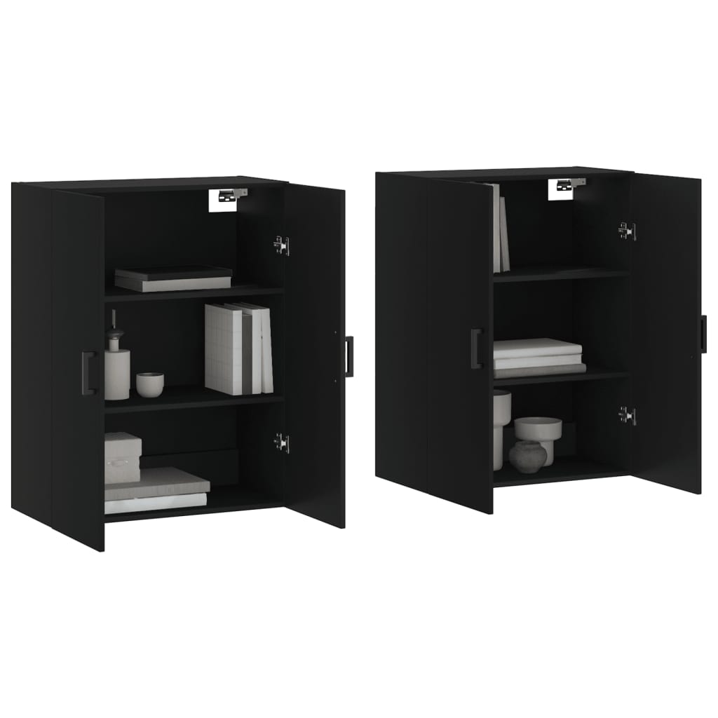 vidaXL Armários de parede 2 pcs 69,5x34x90 cm preto