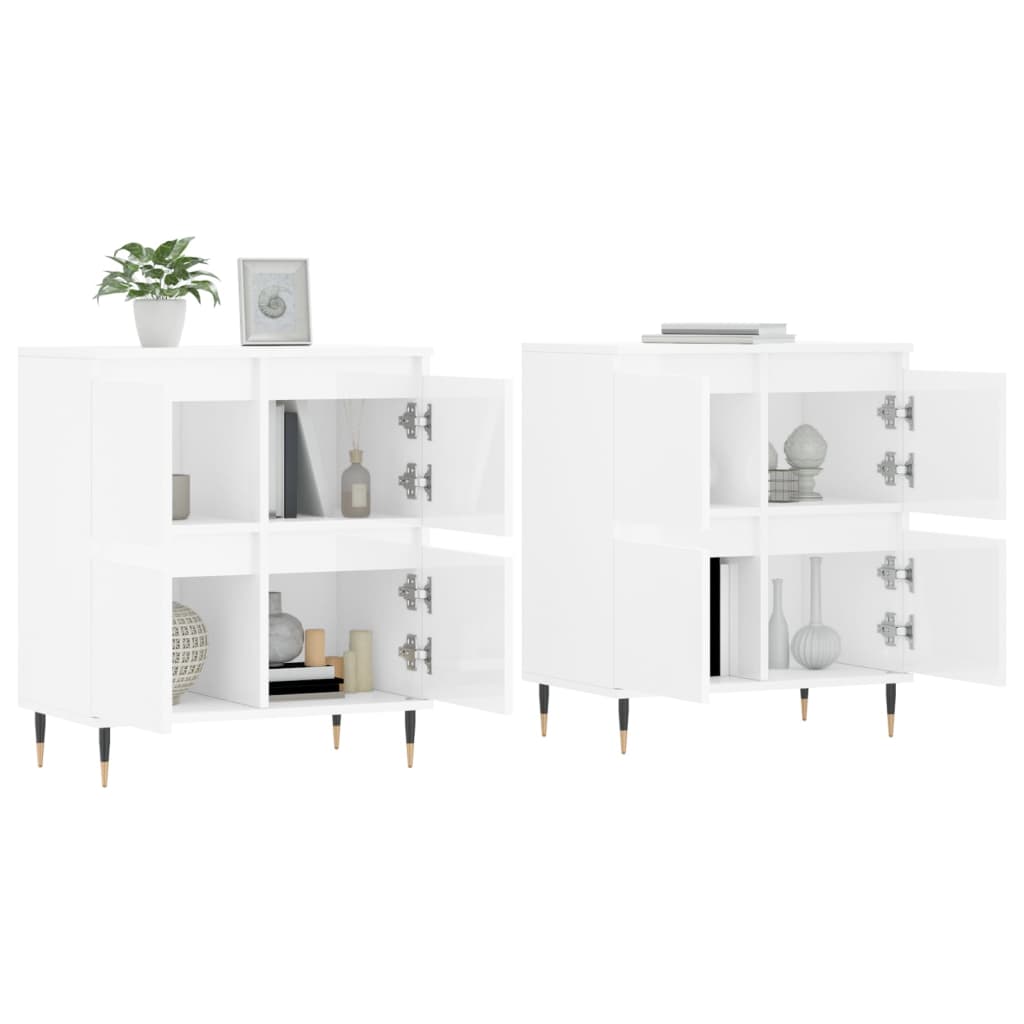 vidaXL Aparadores 2 pcs derivados de madeira branco brilhante