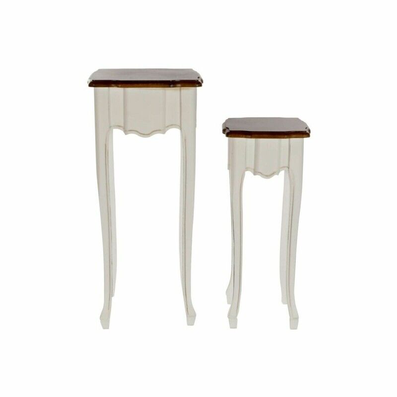 DKD Home Decor|Conjunto de 2 mesas DKD Home Decor Branco Castanho 35 x 35 x 80 cm