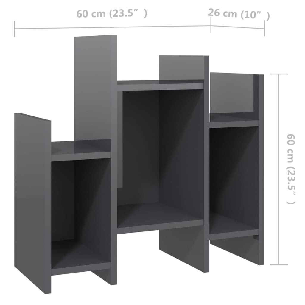 vidaXL Móvel lateral 60x26x60 cm contraplacado cinzento brilhante