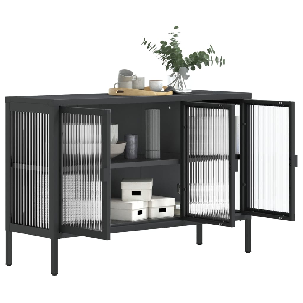 vidaXL Aparador 105x35x70 cm vidro e aço preto