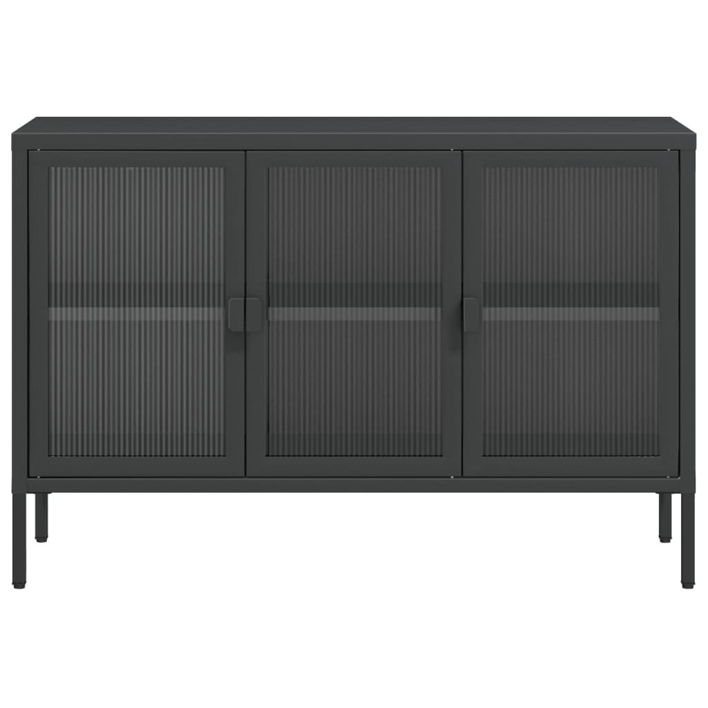 vidaXL Aparador 105x35x70 cm vidro e aço preto