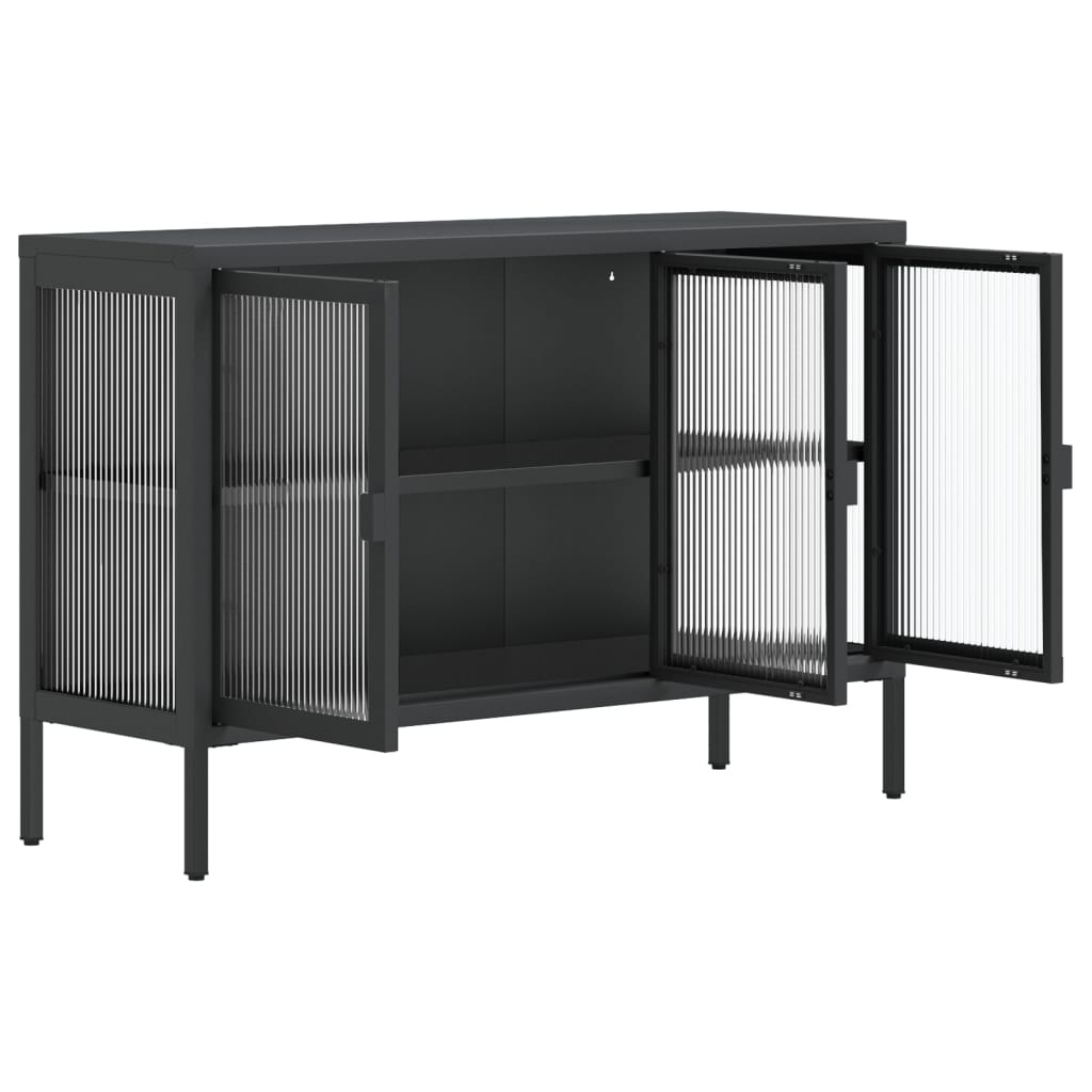 vidaXL Aparador 105x35x70 cm vidro e aço preto