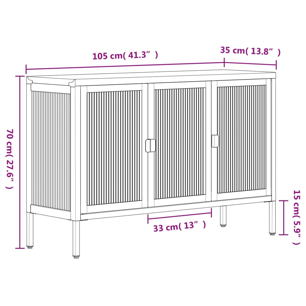 vidaXL Aparador 105x35x70 cm vidro e aço preto