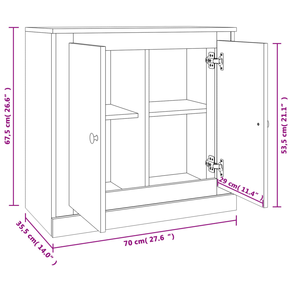 vidaXL Aparador 70x35,5x67,5 cm derivados de madeira cinzento cimento