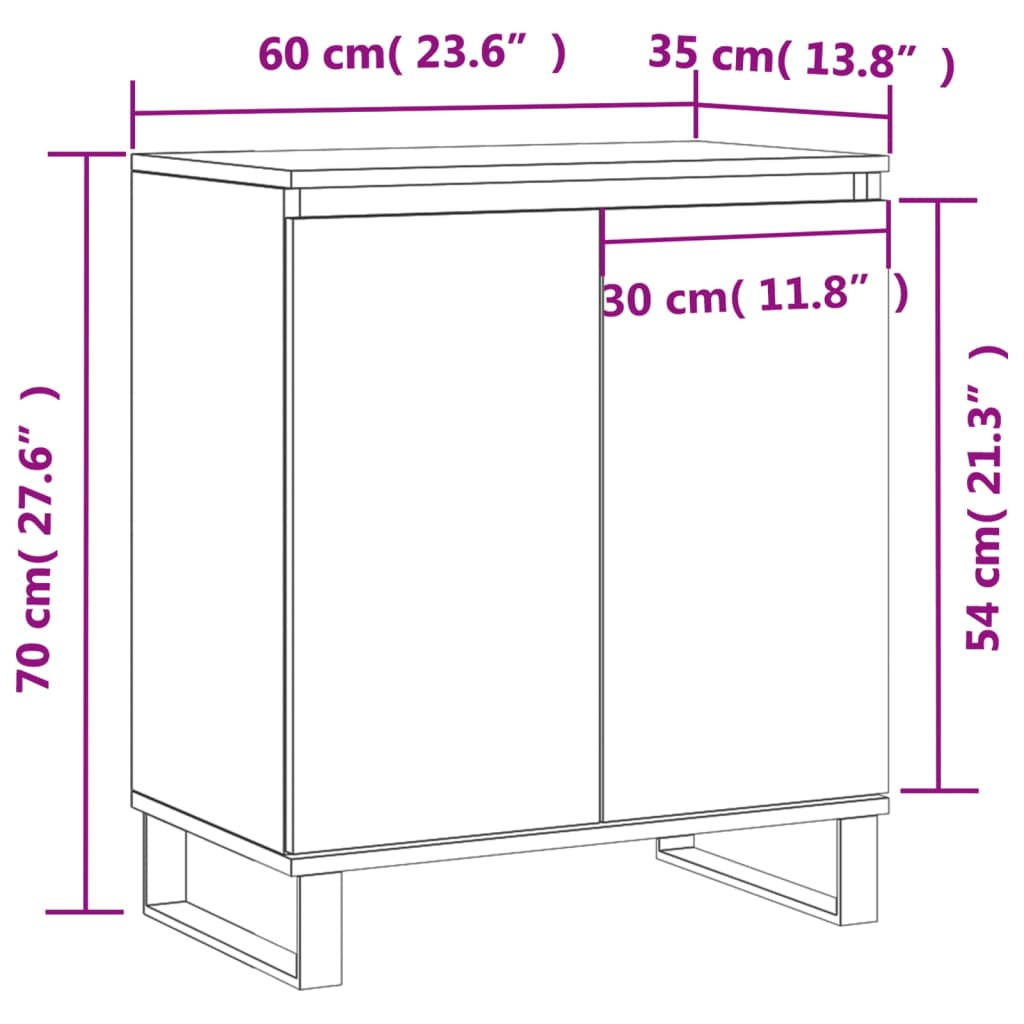 vidaXL Aparador 60x35x70 cm derivados de madeira cinzento sonoma