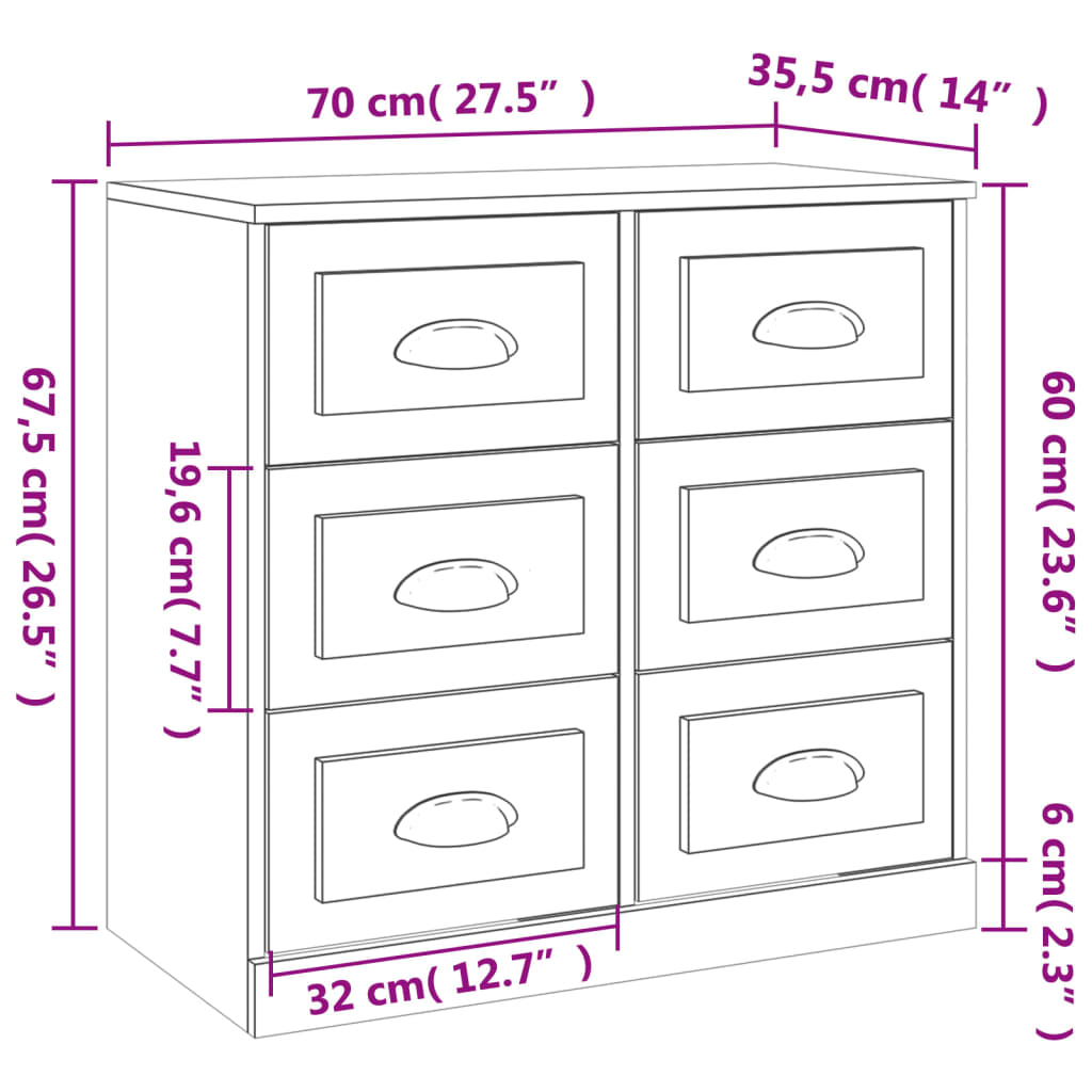 vidaXL Aparadores 2 pcs derivados de madeira cinzento cimento