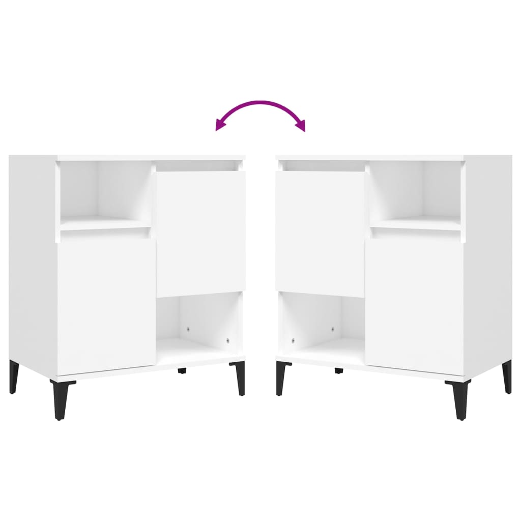 vidaXL Aparadores 2 pcs 60x35x70 cm derivados de madeira branco