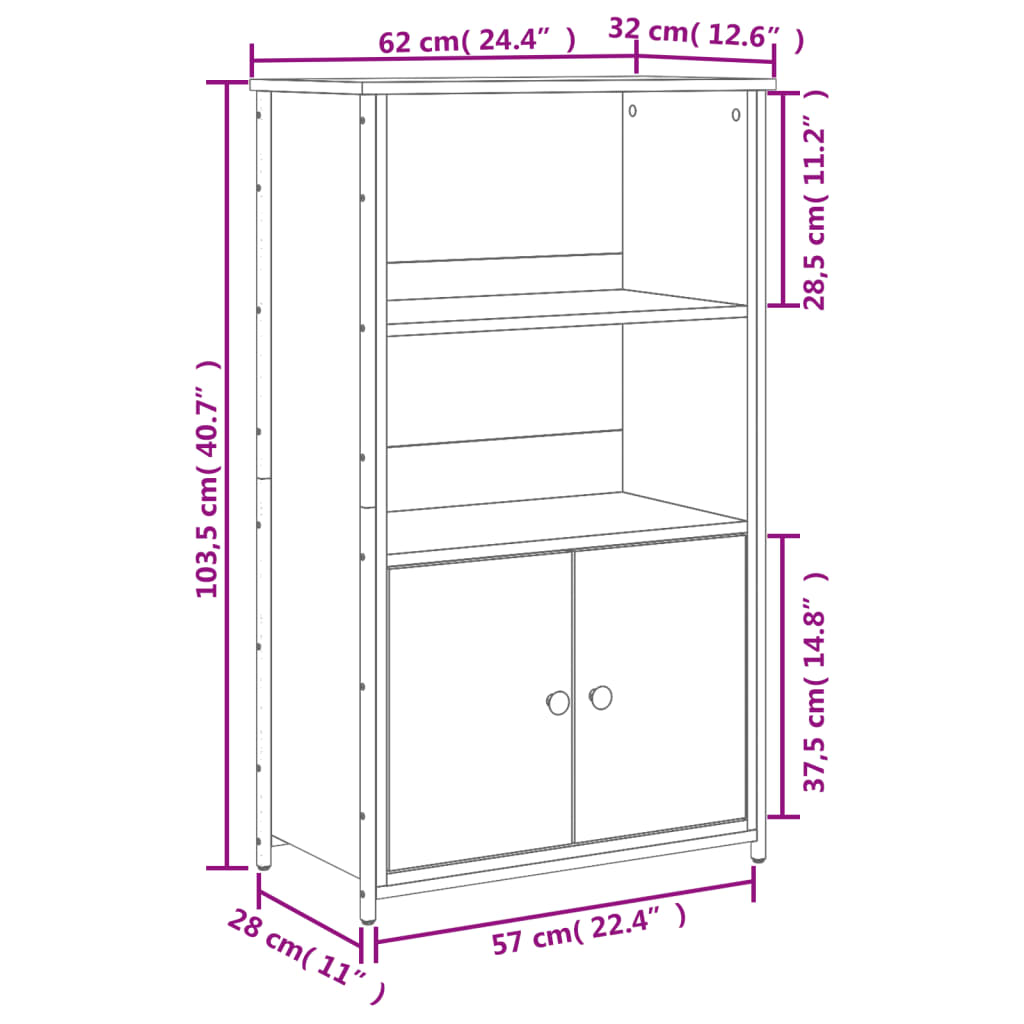 vidaXL Aparador alto 62x32x103,5 cm derivados madeira carvalho sonoma