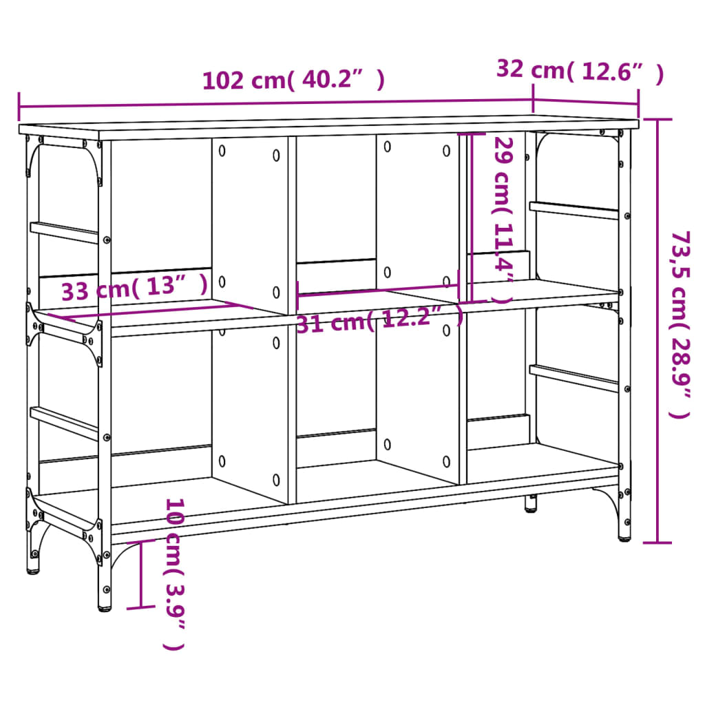 vidaXL Aparador 102x32x73,5 cm derivados de madeira cinzento sonoma