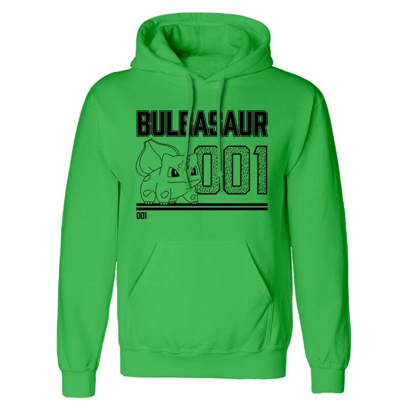 Pokémon|Polar com Capuz Unissexo Pokémon Bulbasaur Line Art Verde