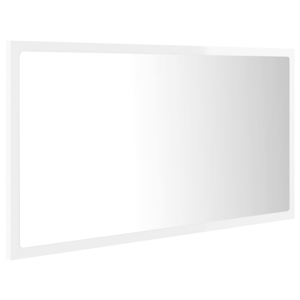 vidaXL Espelho casa banho c/ LED 80x8,5x37cm acrílico branco brilhante