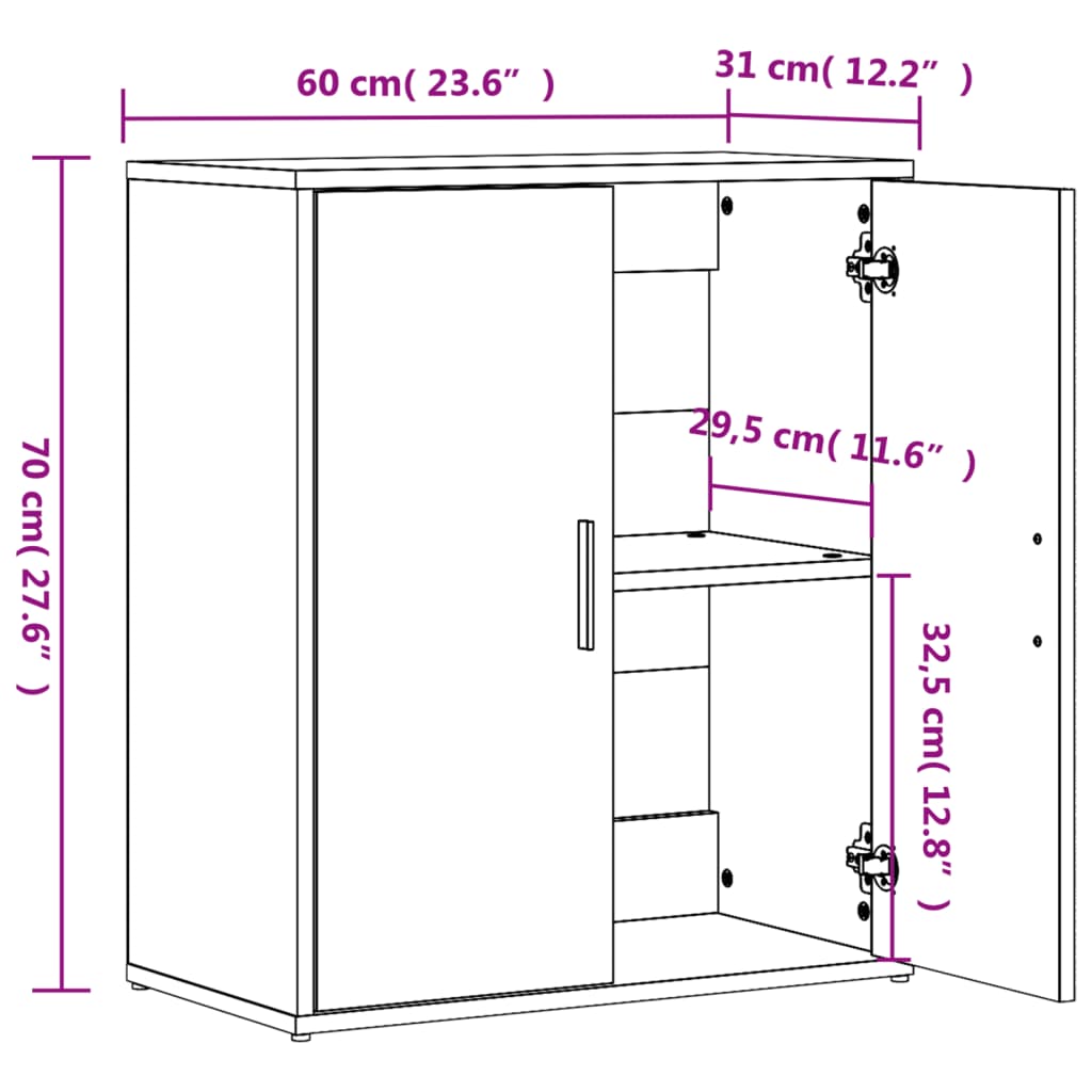 vidaXL Aparadores 2 pcs 60x31x70 cm derivados madeira carvalho sonoma