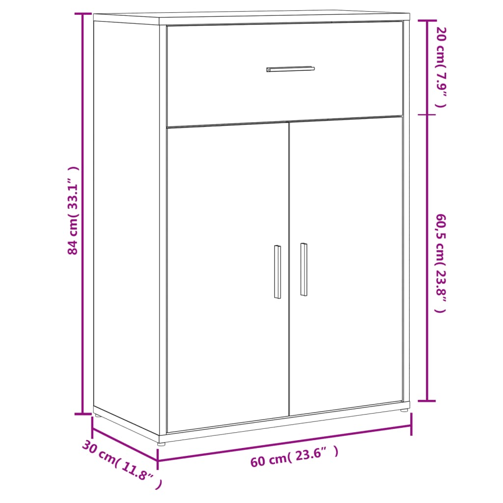 vidaXL Aparadores 2 pcs 60x30x84 cm derivados de madeira branco