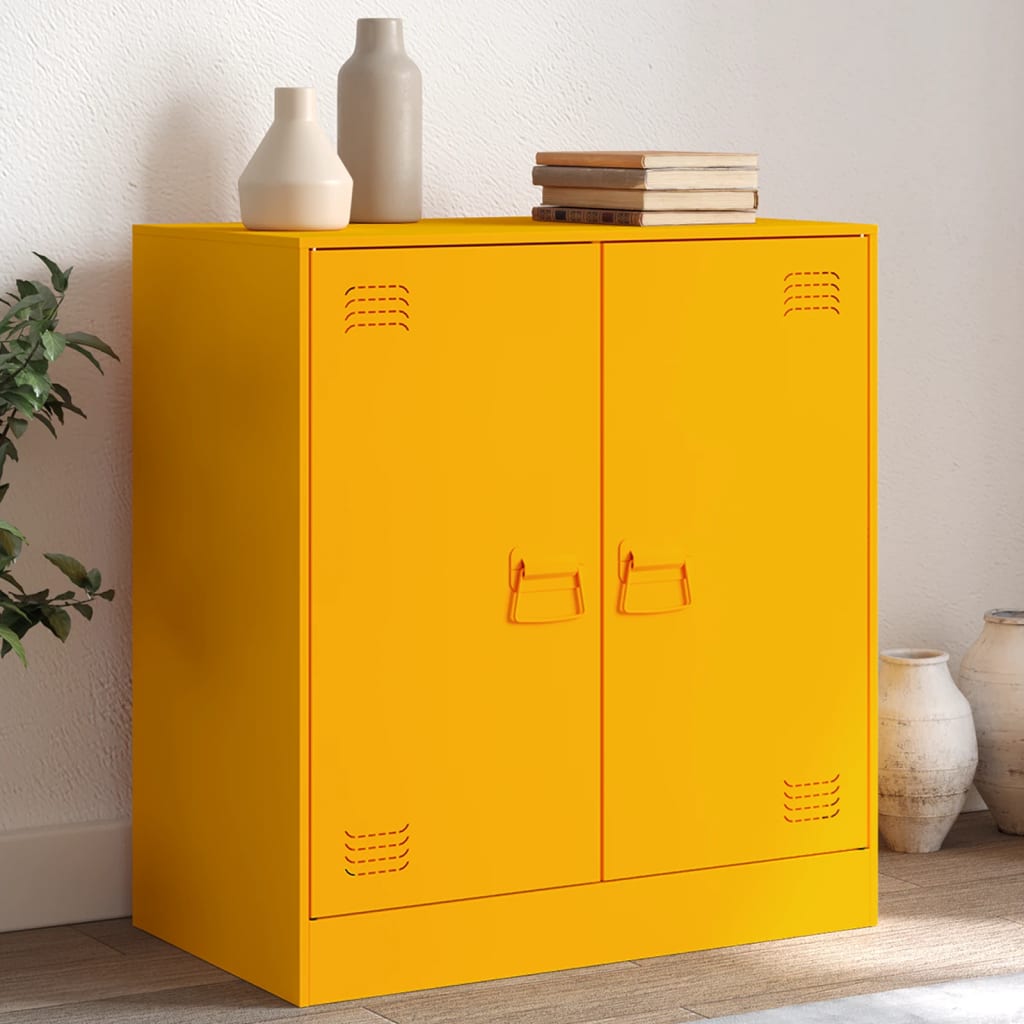 vidaXL Aparador 67x39x73 cm aço amarelo mostarda