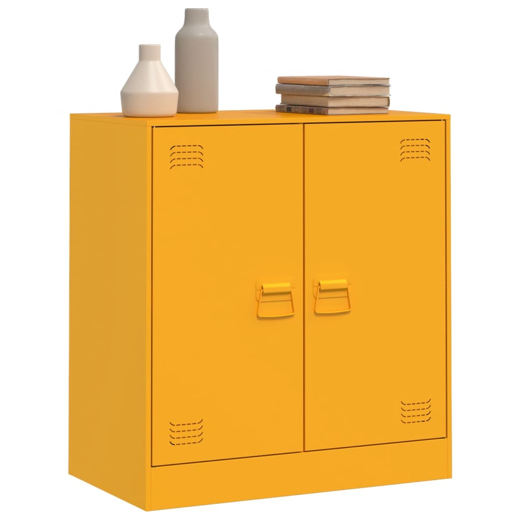 vidaXL Aparador 67x39x73 cm aço amarelo mostarda