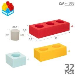 Color Block|Blocos de Construção Color Block 32 Peças EVA (4 Unidades)
