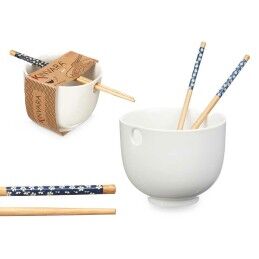 Kinvara|Tigela Kinvara B10067A Branco Bambu 24 x 10,7 x 13,3 cm Palitos asiatico/oriental (12 Unidades)