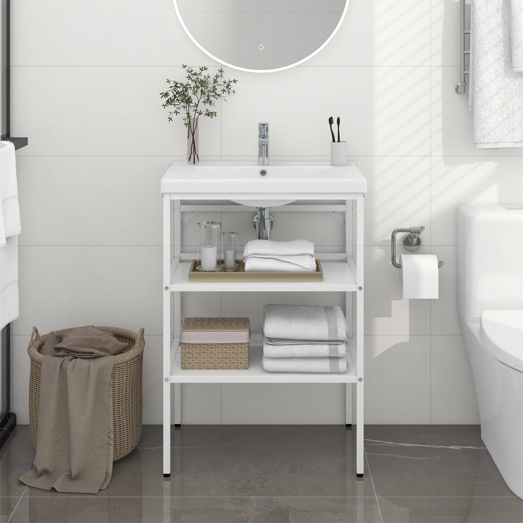 vidaXL Estrutura p/ lavatório casa de banho ferro 59x38x83 cm branco