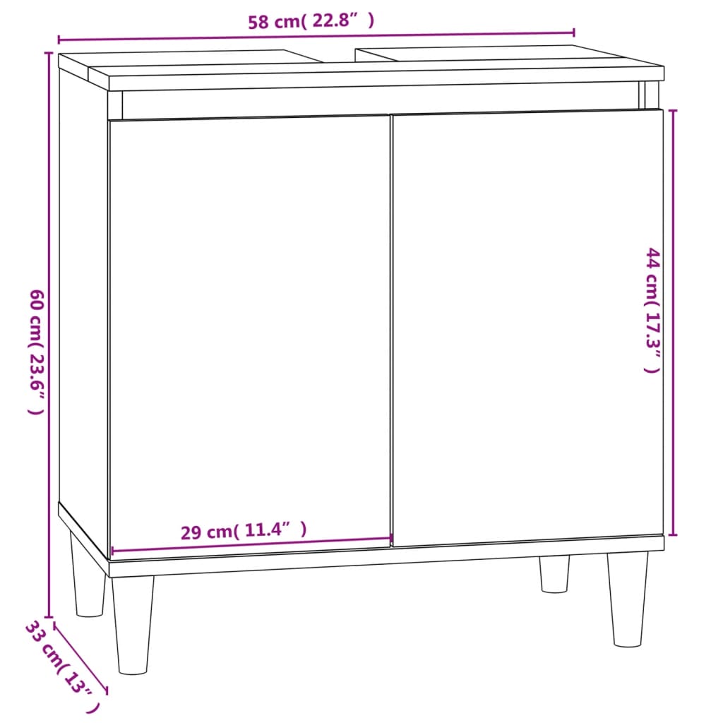 vidaXL Móvel p/ lavatório 58x33x60 cm derivados madeira cinza cimento