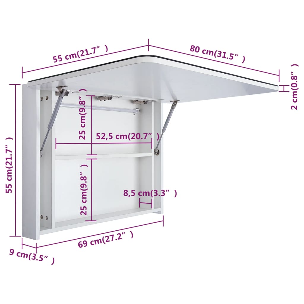 vidaXL Armário espelhado para casa de banho com LED 80x9,5x55 cm