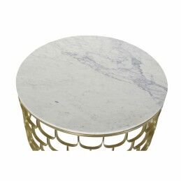 DKD Home Decor|Mesa de apoio DKD Home Decor 81 x 81 x 42 cm Dourado Branco Plástico Mármore Ferro