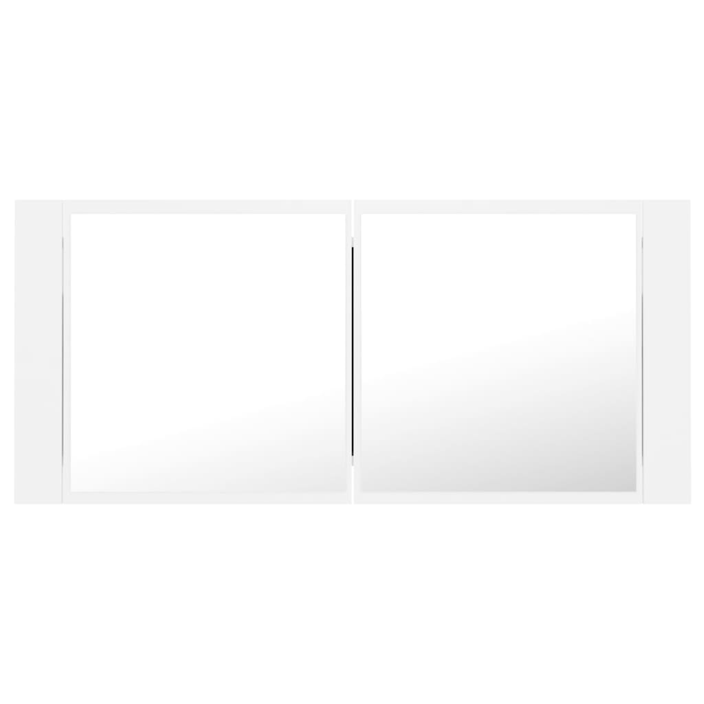 vidaXL Armário espelhado casa de banho LED 100x12x45cm acrílico branco