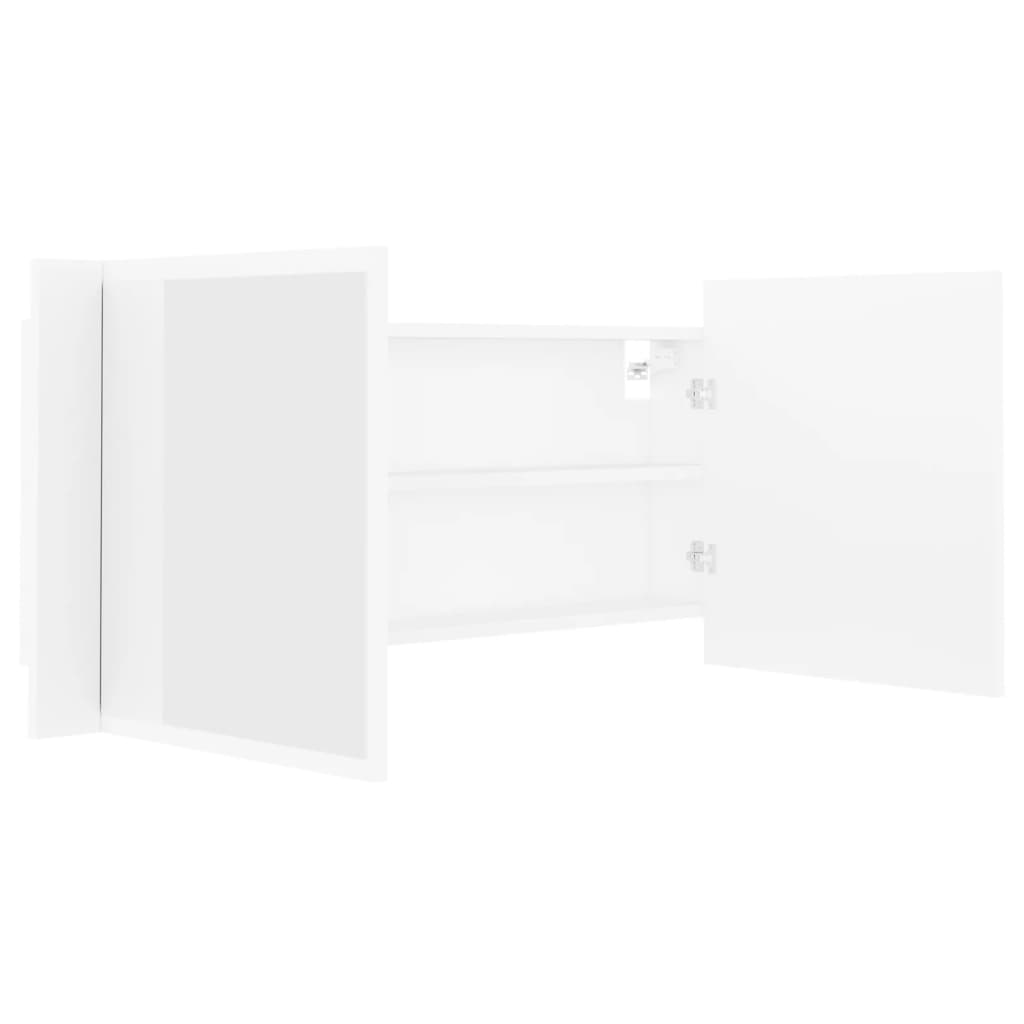 vidaXL Armário espelhado casa de banho LED 100x12x45cm acrílico branco