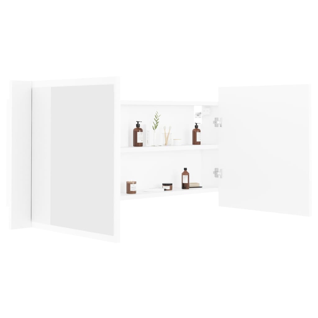 vidaXL Armário espelhado casa de banho LED 100x12x45cm acrílico branco