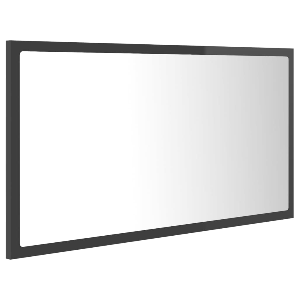 vidaXL Espelho casa banho c/ LED 80x8,5x37 cm acrílico cinza brilhante