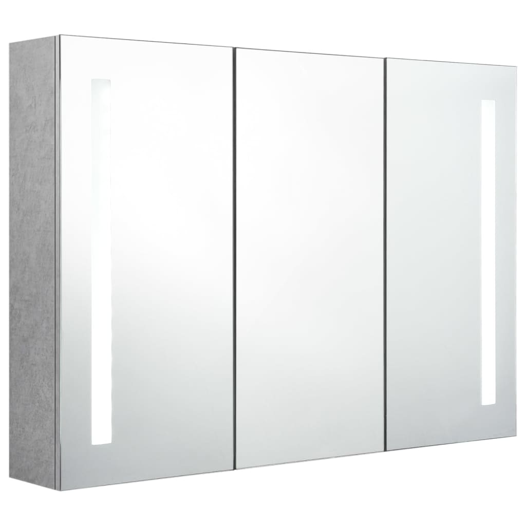 vidaXL Armário espelhado casa de banho LED 89x14x62cm cinzento cimento