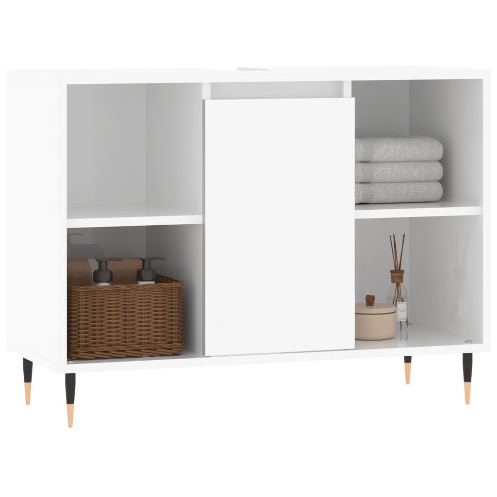 vidaXL Armário WC 80x33x60 cm derivados de madeira branco brilhante