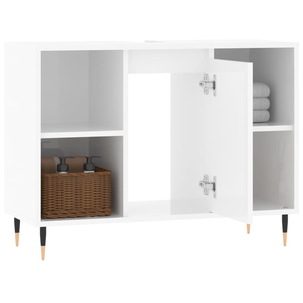 vidaXL Armário WC 80x33x60 cm derivados de madeira branco brilhante